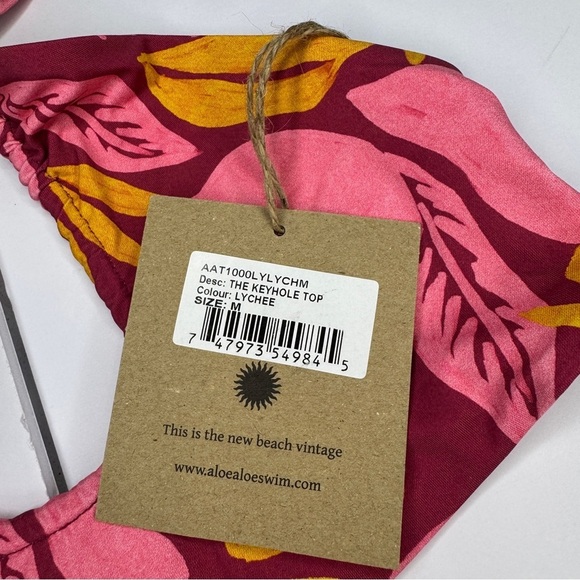 Aloe Aloe Swim 3-Piece Bikini Set w/ Skirt in Lychee Print - Size M - Picture 10 of 11